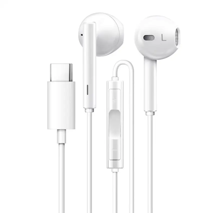 Auriculares com fio tipo C