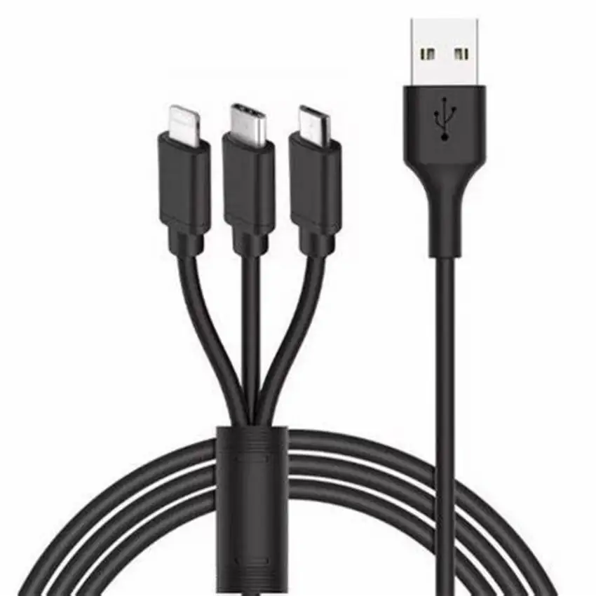 Cabo 3 por 1 Micro USB (Android), Lightning (iPhone) e Tipo-C