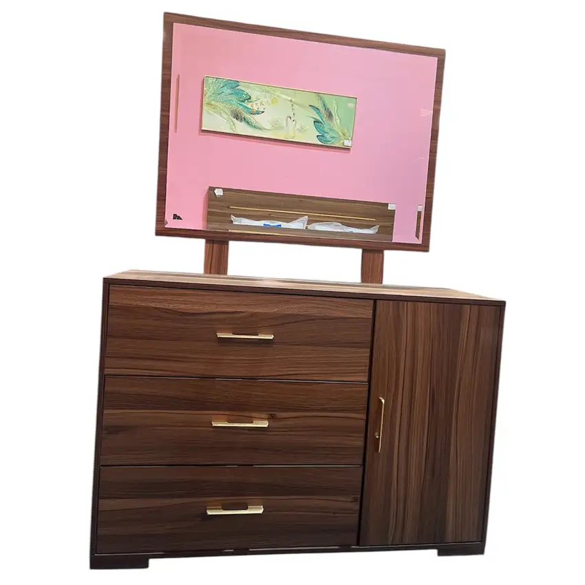 Armários de arrumação em madeira com gavetas e porta+ espelho