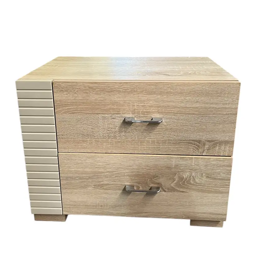 Mesa de cabeceira elegante em madeira duas gaveta