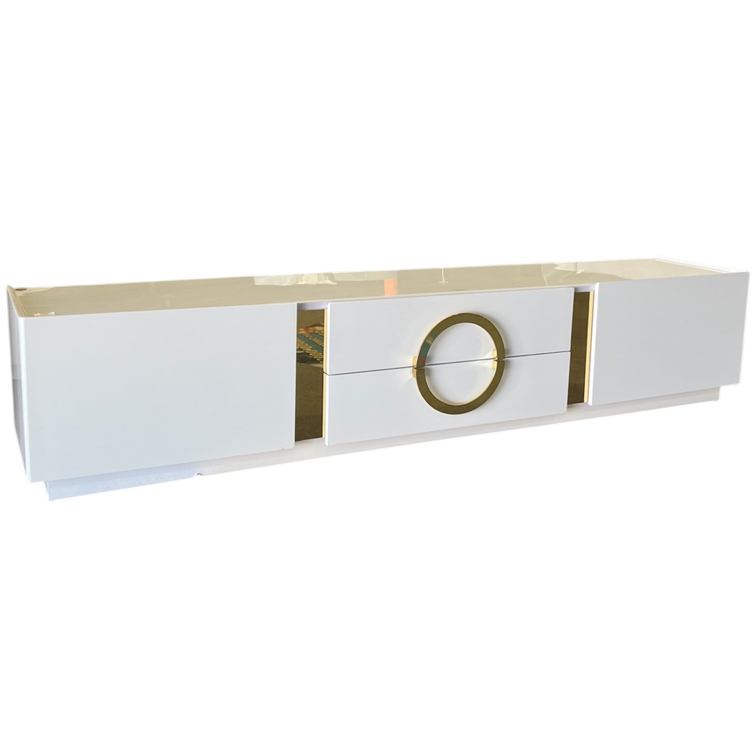 Aparador Luxo Premium Branco com Detalhes Dourados