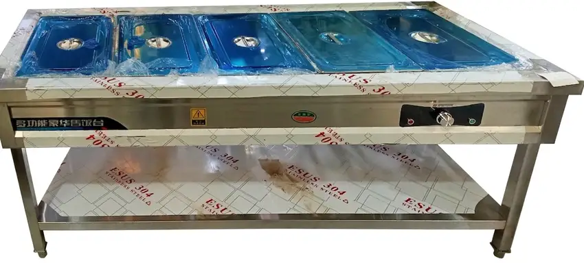 Balcão Térmico Industrial Inox 5 Cubas com Aquecimento Elétrico