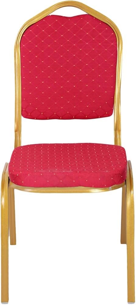 Cadeira Banquete Luxo Dourada com Estofado Vermelha
