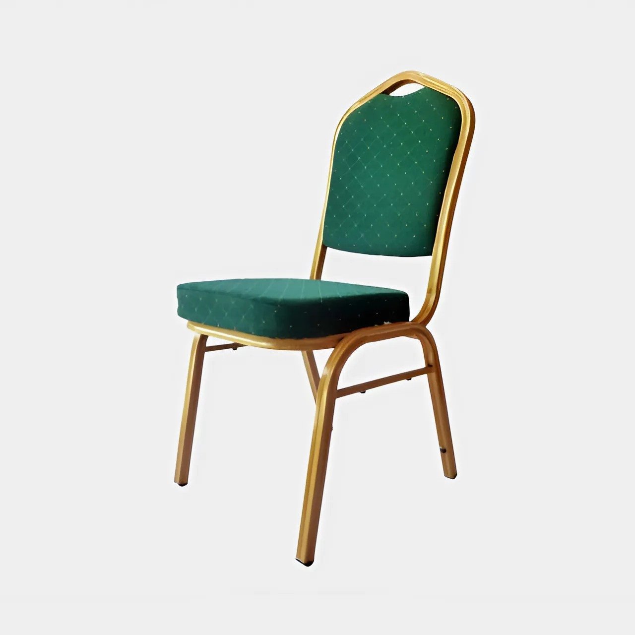 Cadeira estofada verde com estrutura dourada