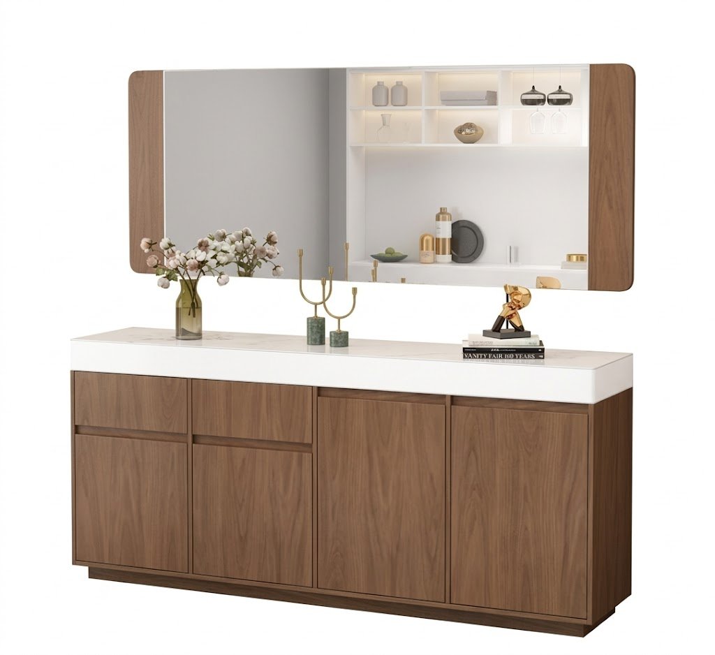 Aparador Aurora Wood com Espelho Decorativo