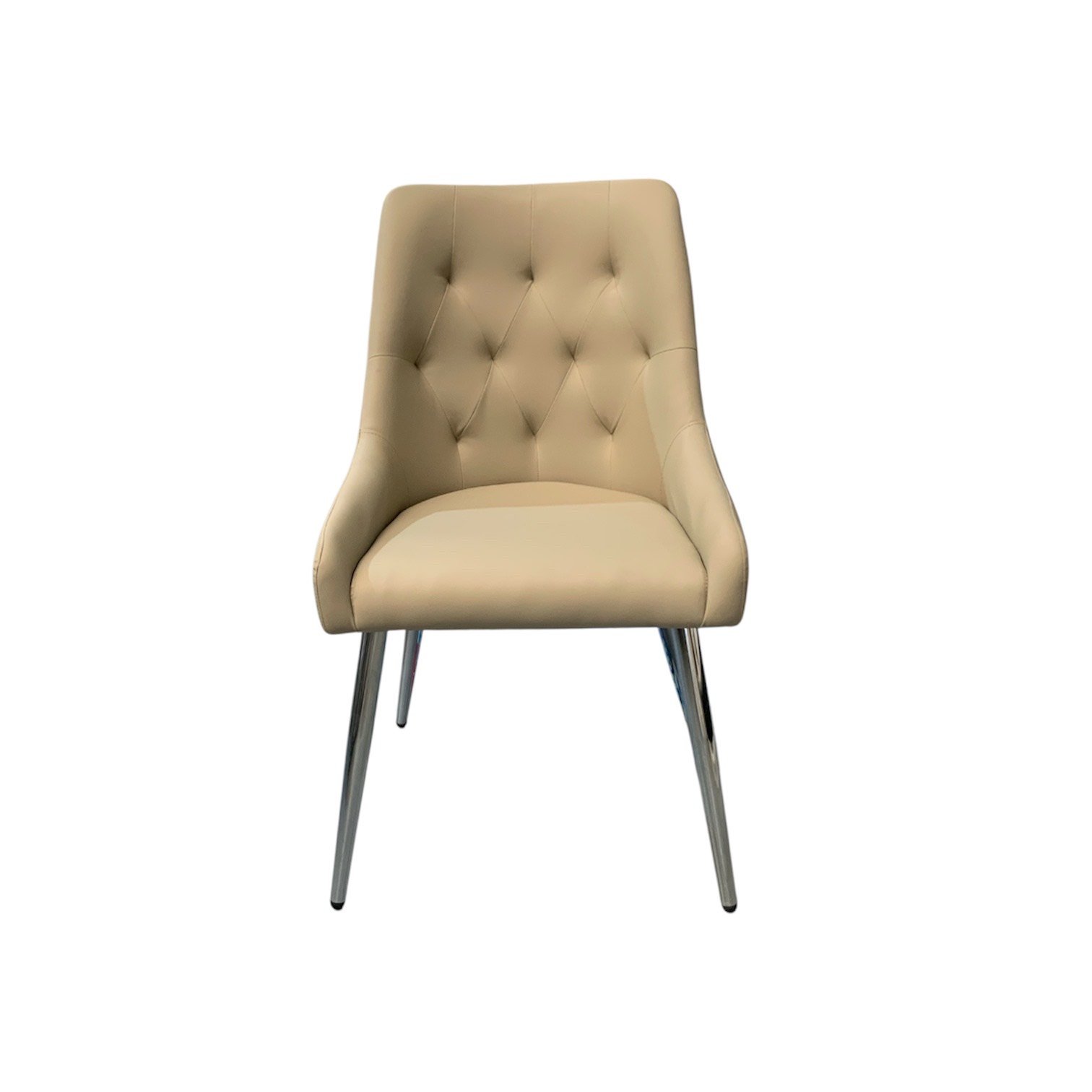 Cadeira Moderna Diamond Beige com Pés Cromados