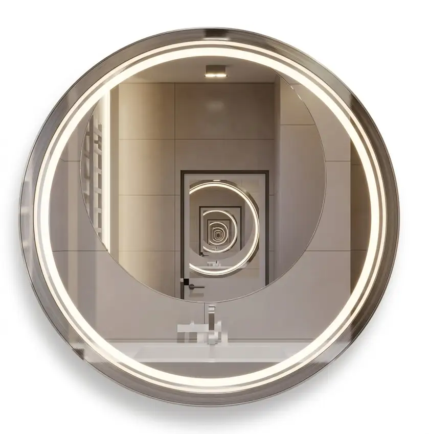 Espelho Decorativo Redondo LED LumiGlow Premium 60cm