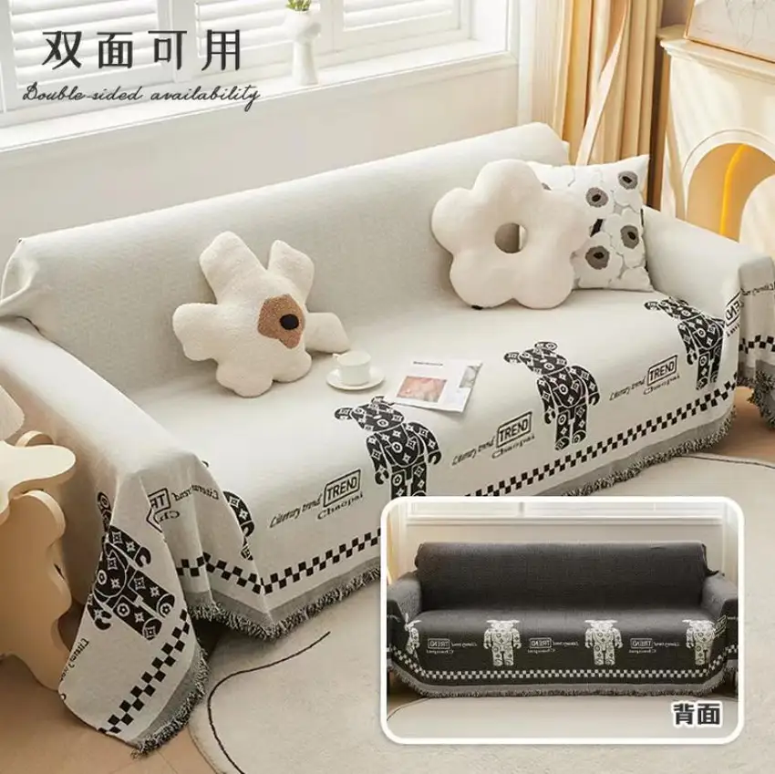 Toalha de sofá jacquard tecido chenille lado AB 130*180cm