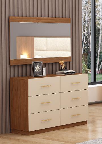Conjunto de cômoda de 6 gavetas em estilo moderno